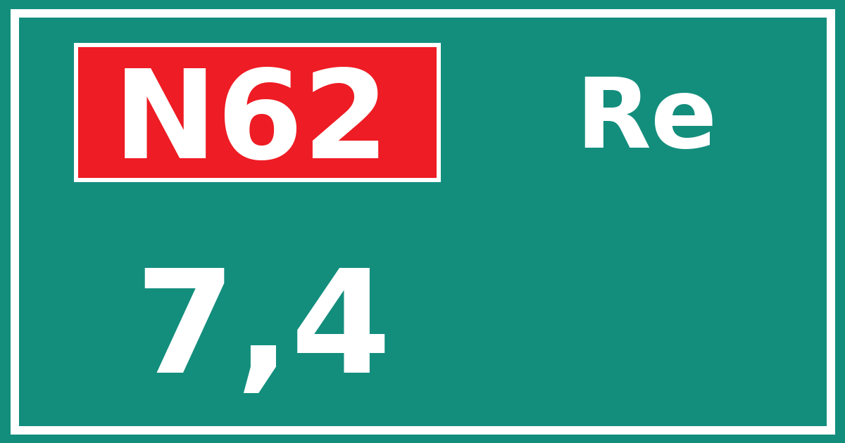 Hectometerbord N62 7,4 zijde Re