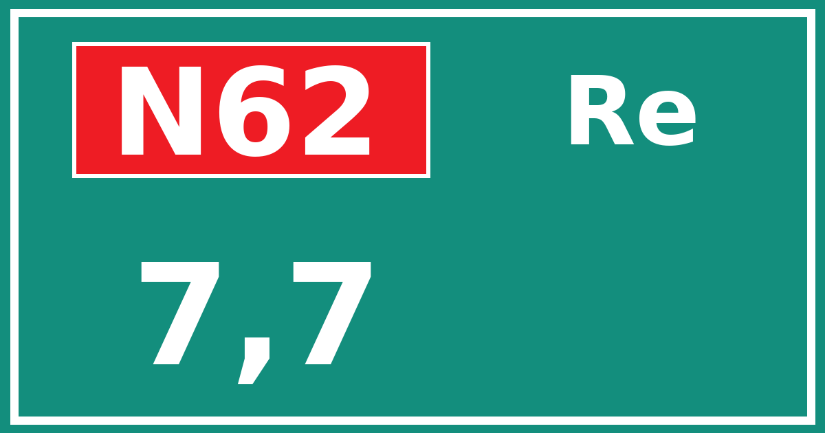 Hectometerbord N62 7,7 zijde Re