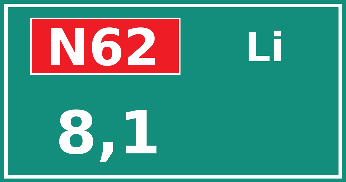 Hectometerbord N62 8,1 zijde Li