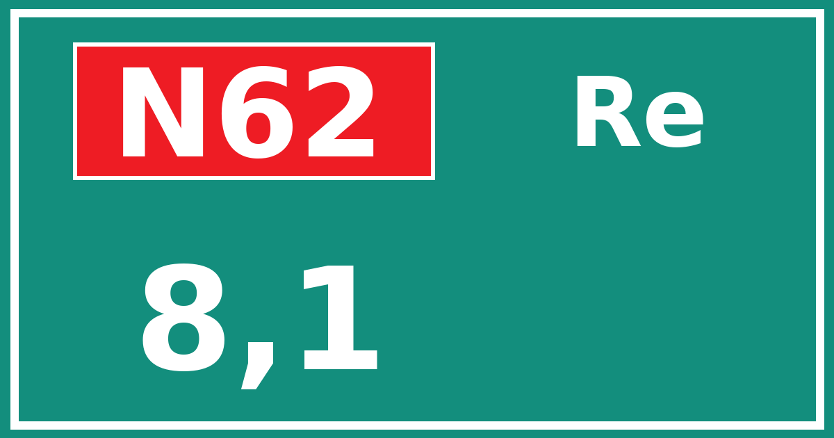 Hectometerbord N62 8,1 zijde Re