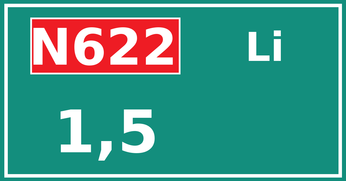 Hectometerbord N622 1,5 zijde Li