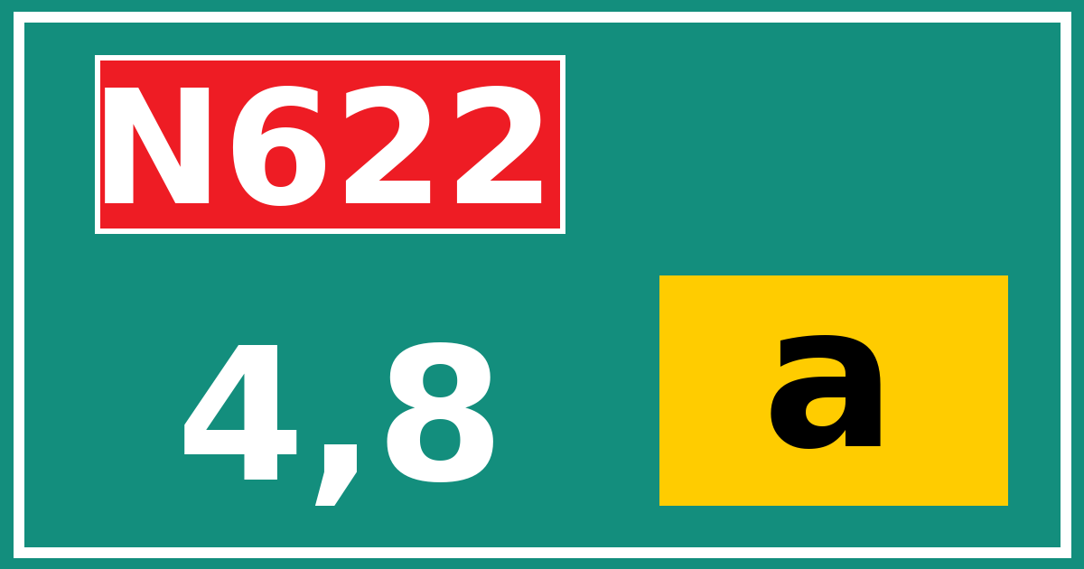 Hectometerbord N622 4,8 letter a