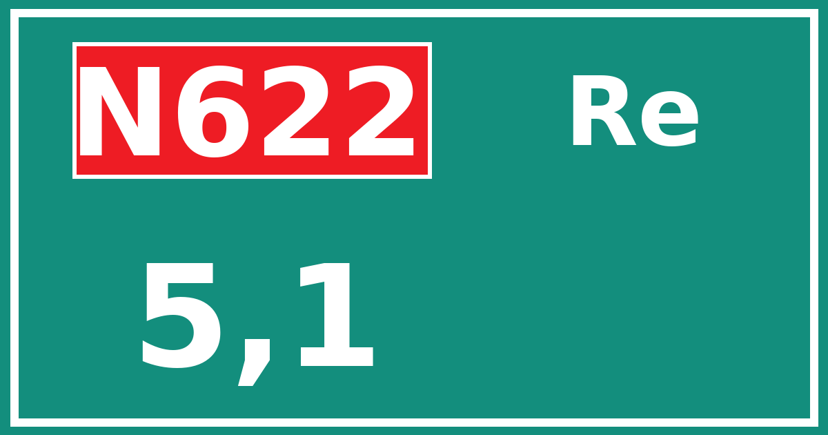 Hectometerbord N622 5,1 zijde Re