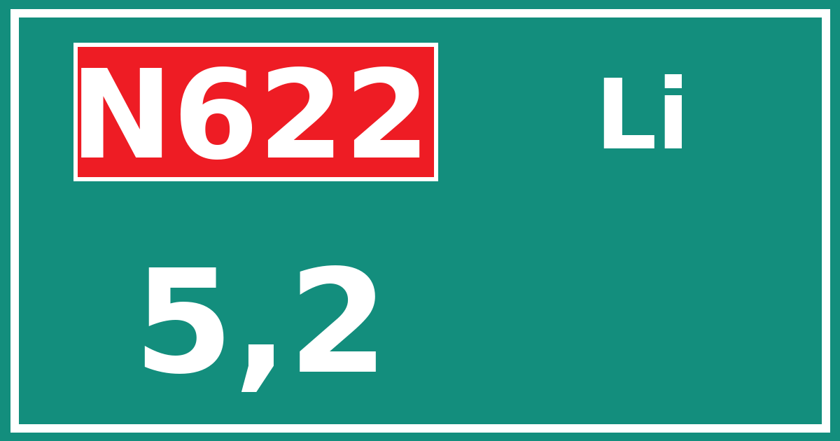 Hectometerbord N622 5,2 zijde Li