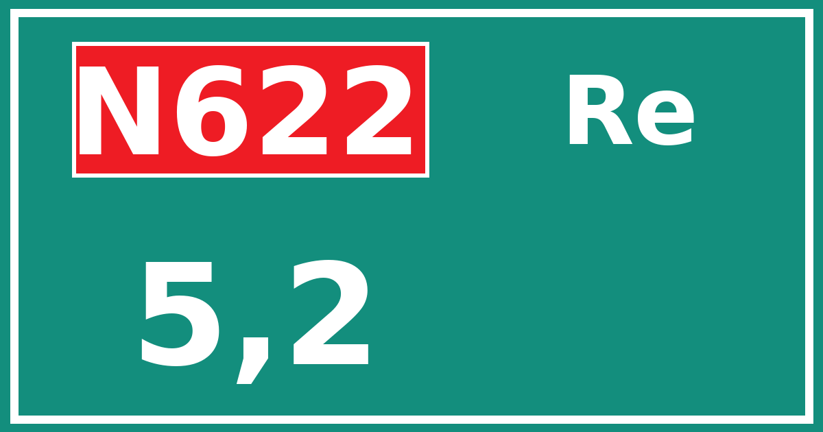 Hectometerbord N622 5,2 zijde Re
