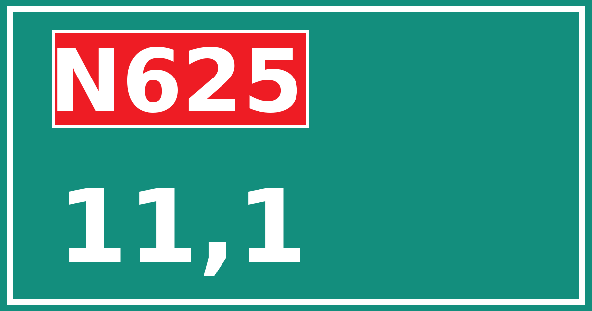 Hectometerbord N625 11,1