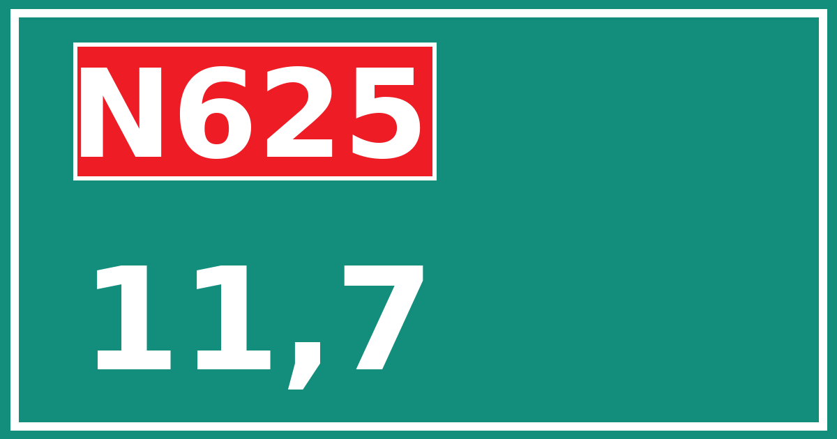 Hectometerbord N625 11,7