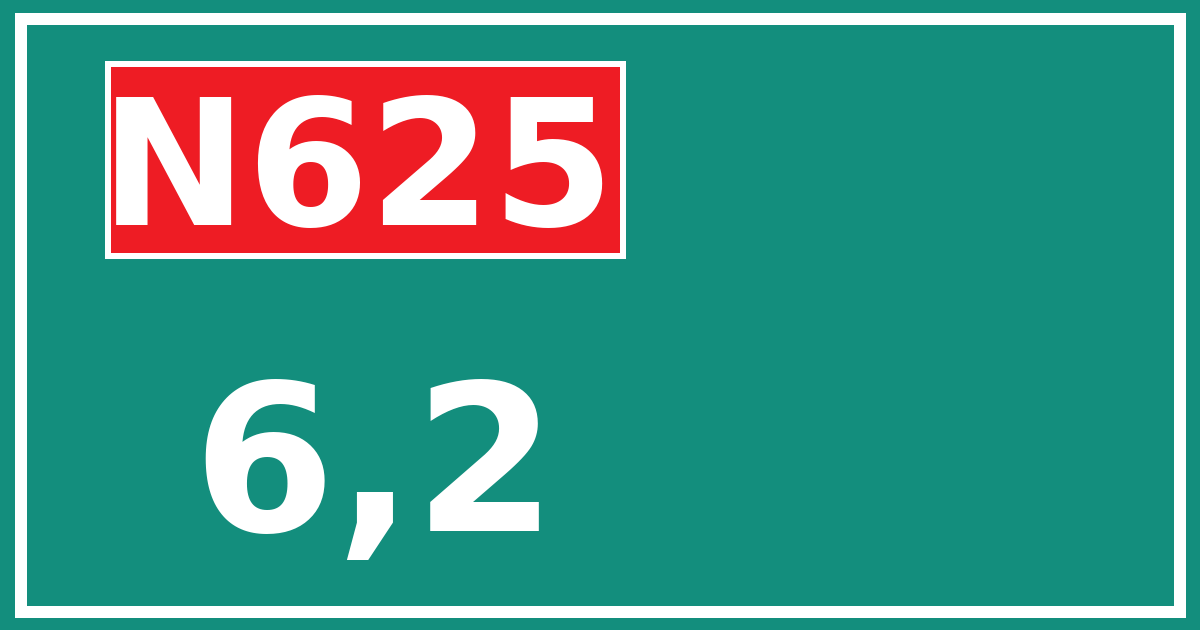 Hectometerbord N625 6,2