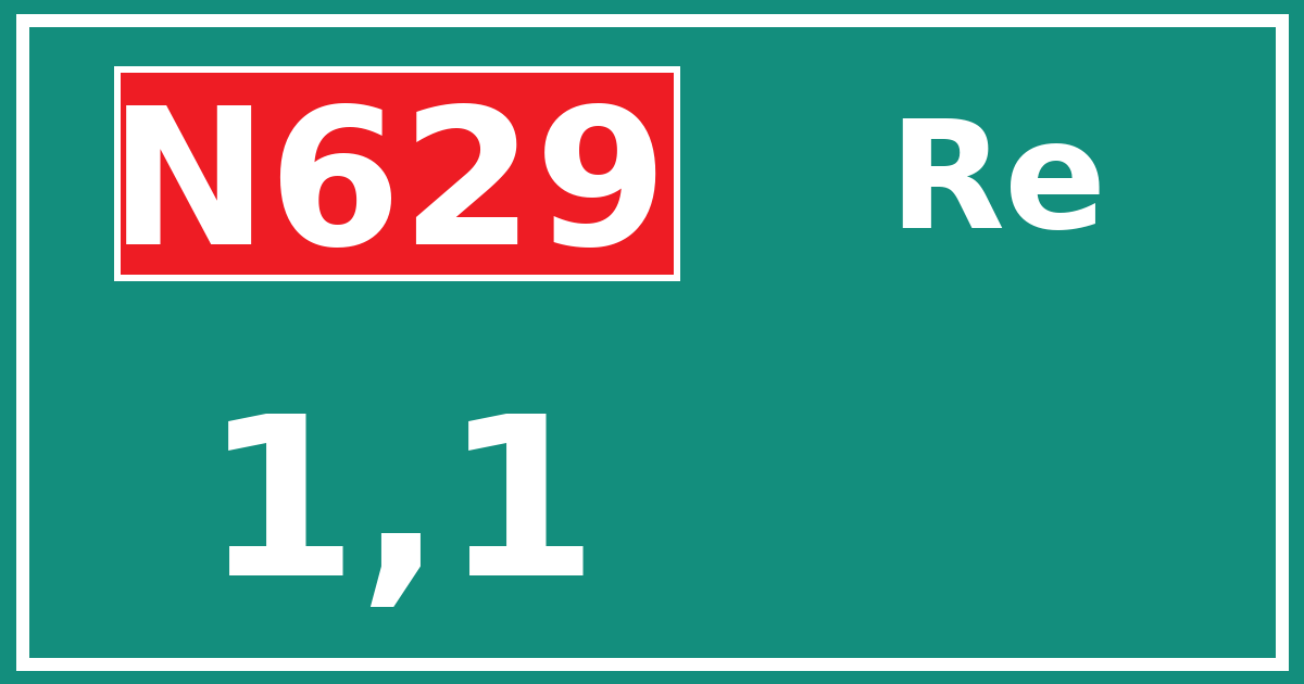 Hectometerbord N629 1,1 zijde Re