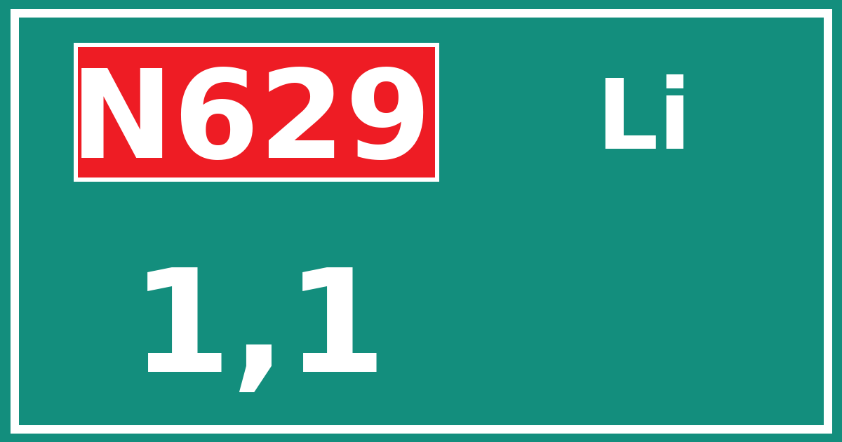 Hectometerbord N629 1,1 zijde Li