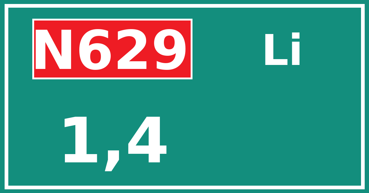 Hectometerbord N629 1,4 zijde Li
