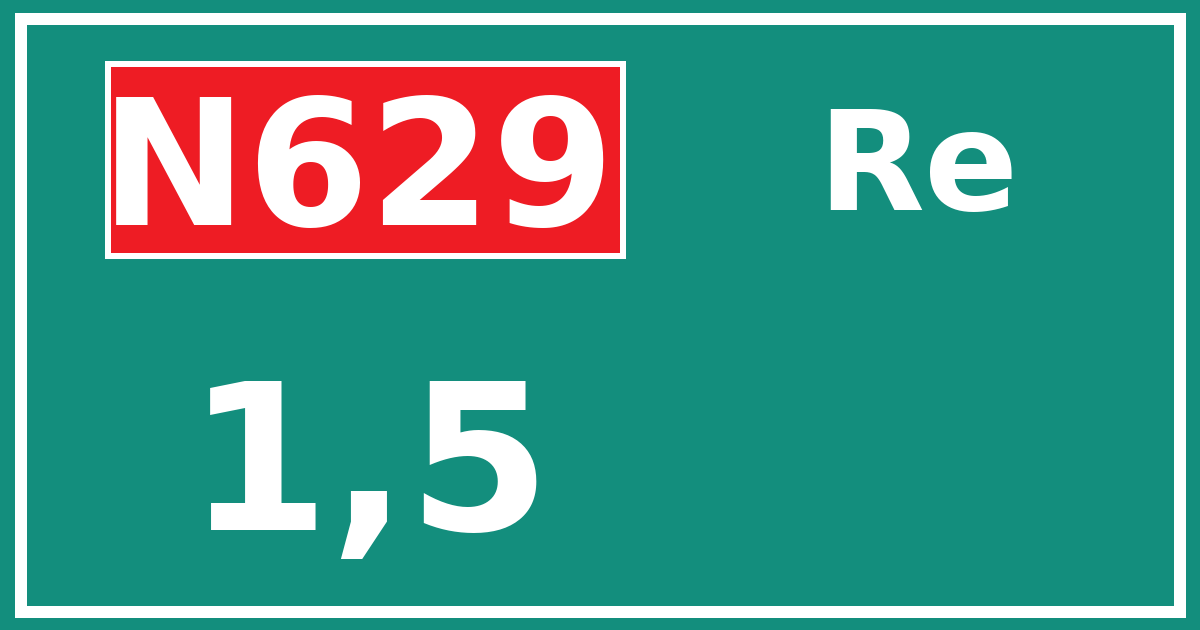 Hectometerbord N629 1,5 zijde Re