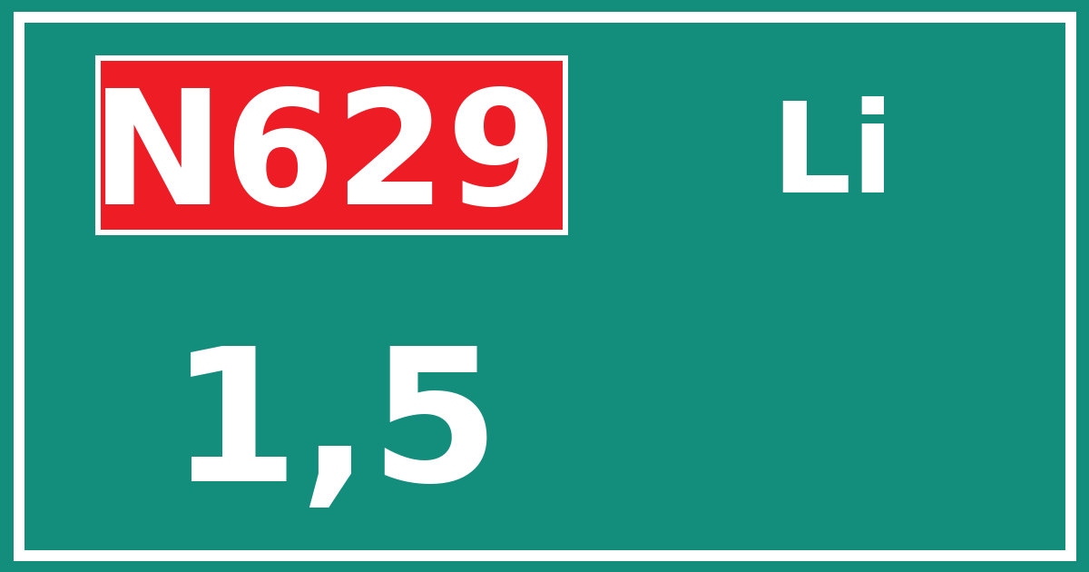 Hectometerbord N629 1,5 zijde Li