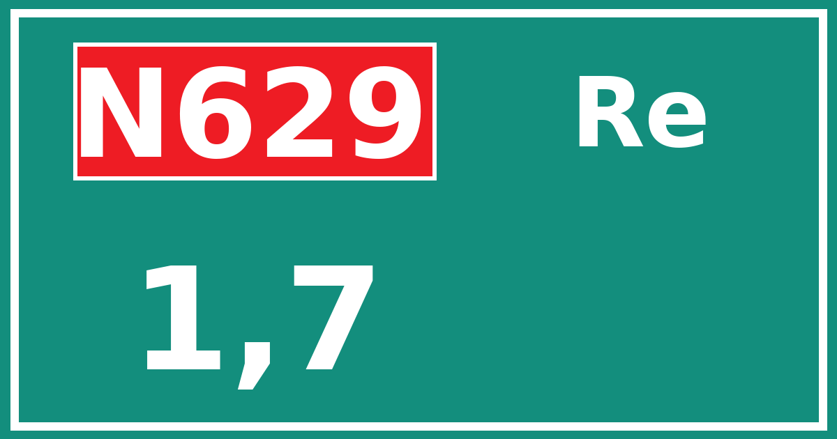 Hectometerbord N629 1,7 zijde Re