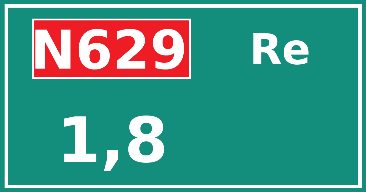 Hectometerbord N629 1,8 zijde Re