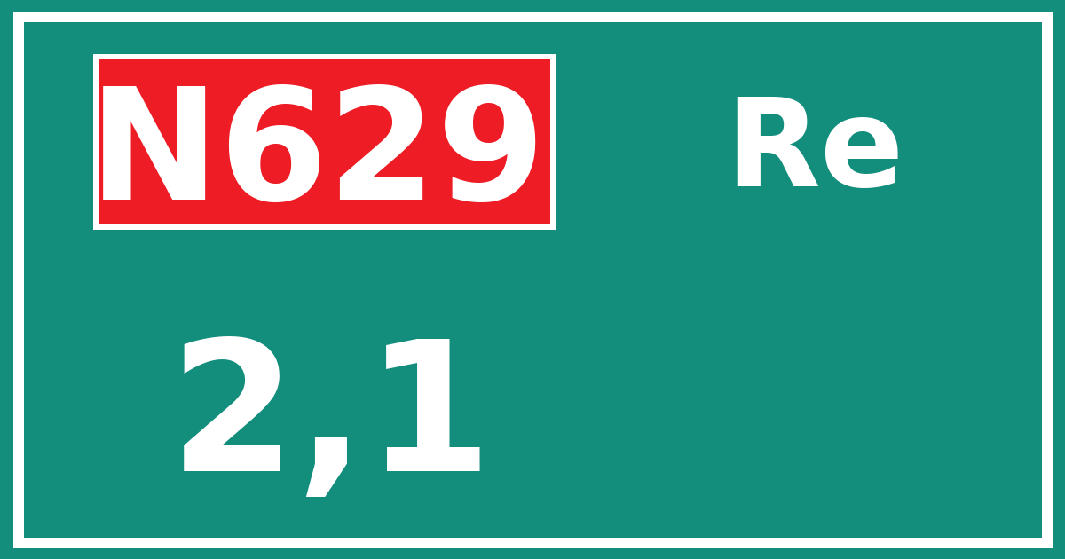 Hectometerbord N629 2,1 zijde Re