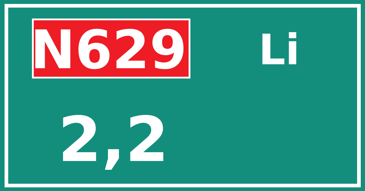 Hectometerbord N629 2,2 zijde Li