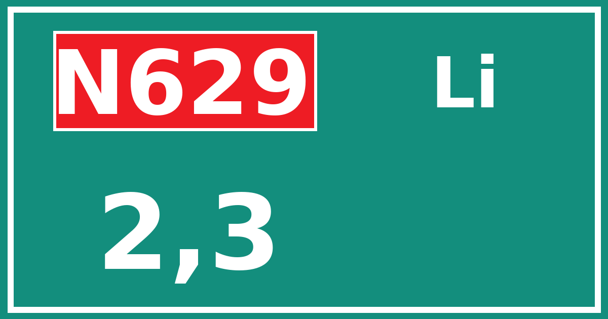 Hectometerbord N629 2,3 zijde Li