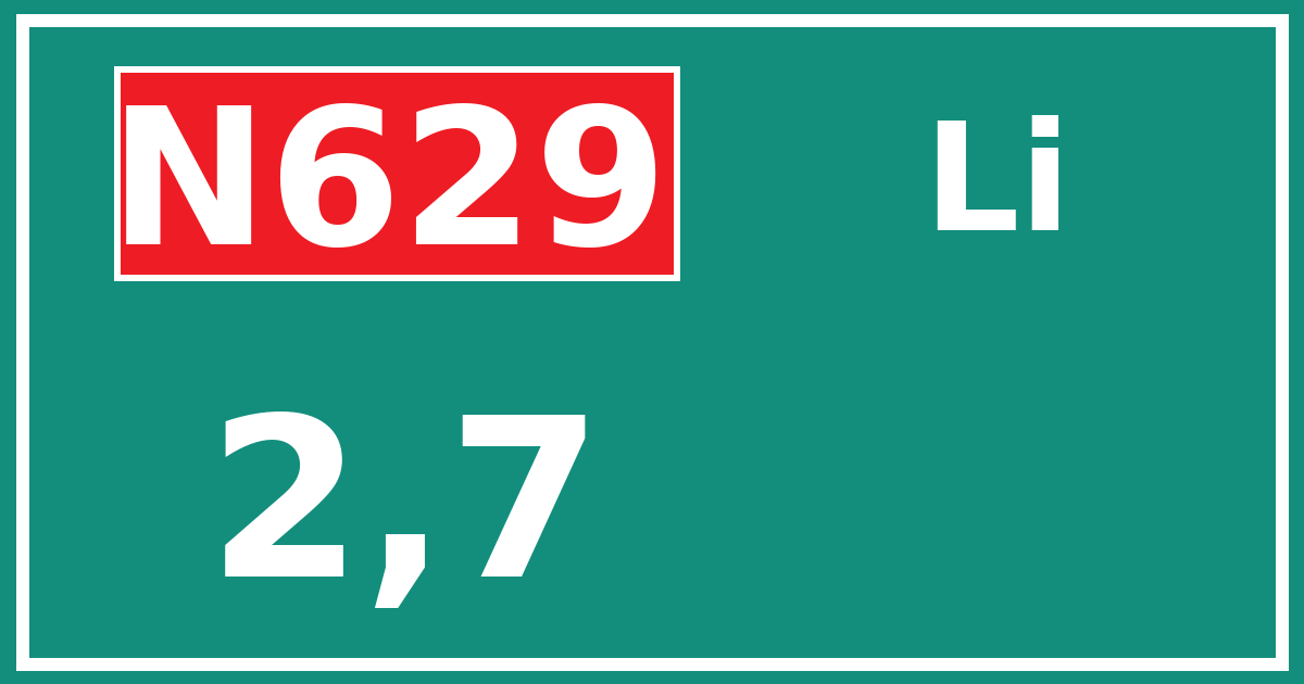 Hectometerbord N629 2,7 zijde Li