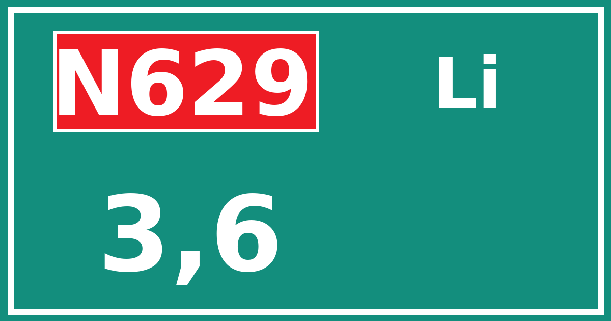 Hectometerbord N629 3,6 zijde Li