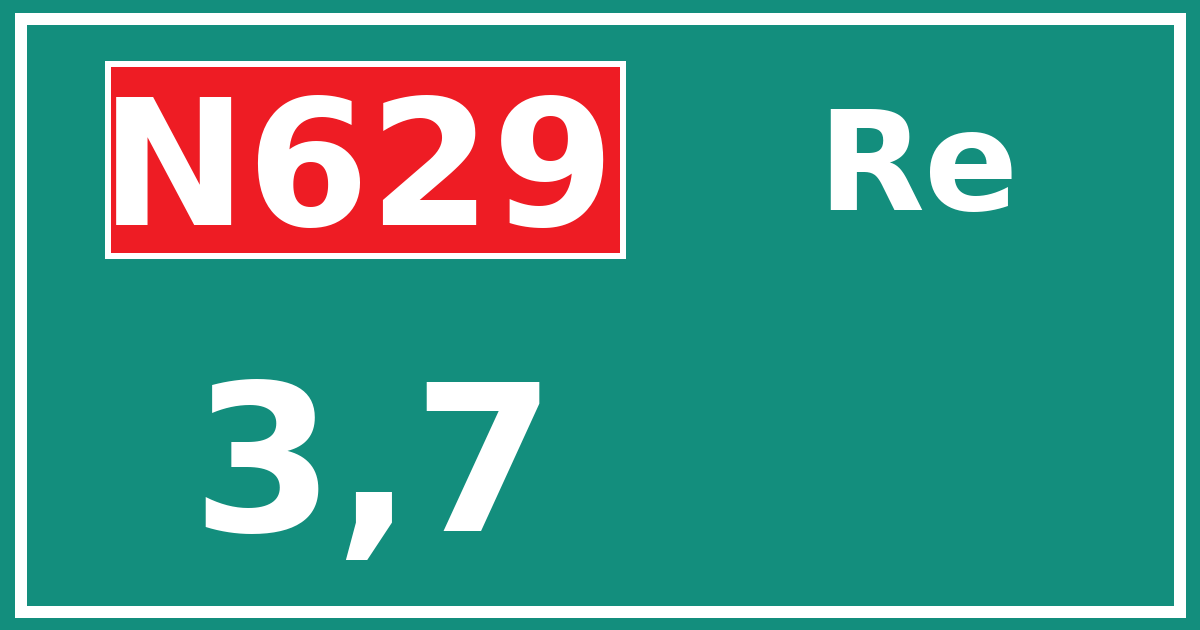 Hectometerbord N629 3,7 zijde Re