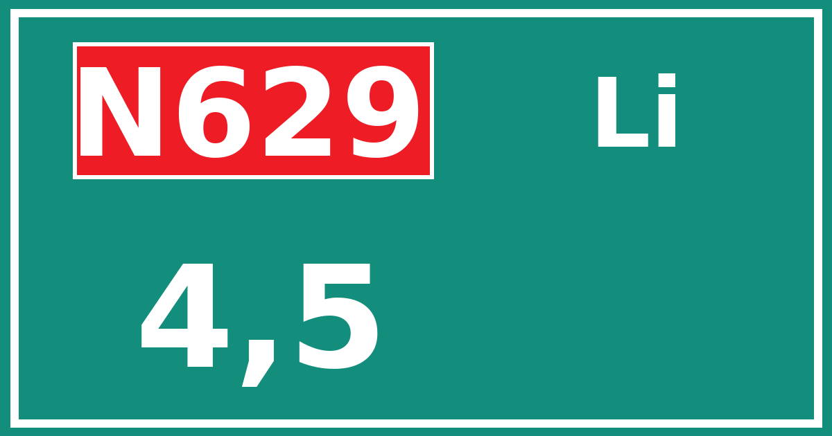 Hectometerbord N629 4,5 zijde Li
