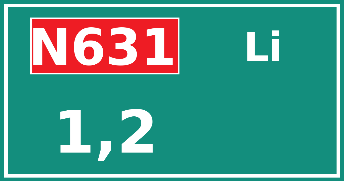 Hectometerbord N631 1,2 zijde Li