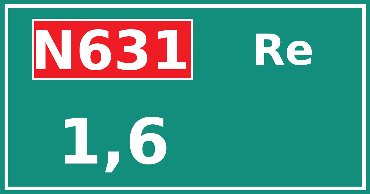 Hectometerbord N631 1,6 zijde Re