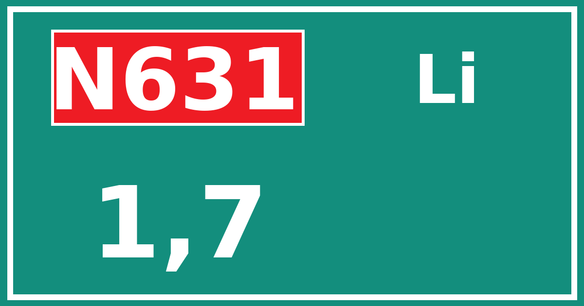 Hectometerbord N631 1,7 zijde Li