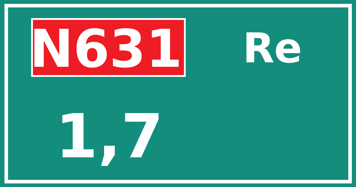 Hectometerbord N631 1,7 zijde Re