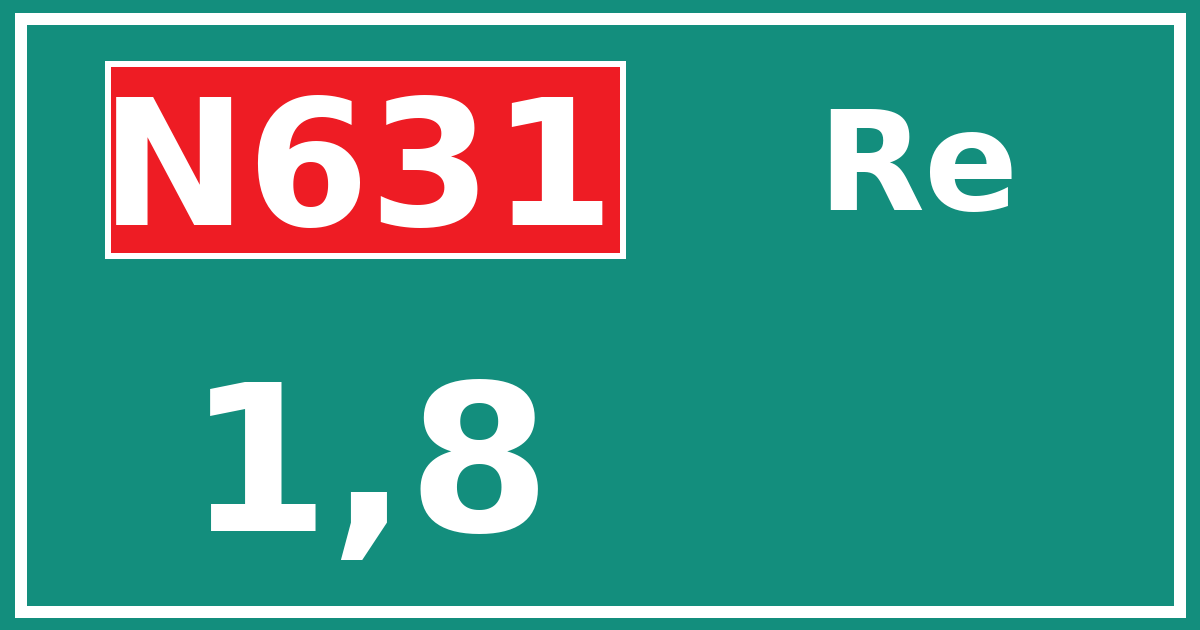 Hectometerbord N631 1,8 zijde Re