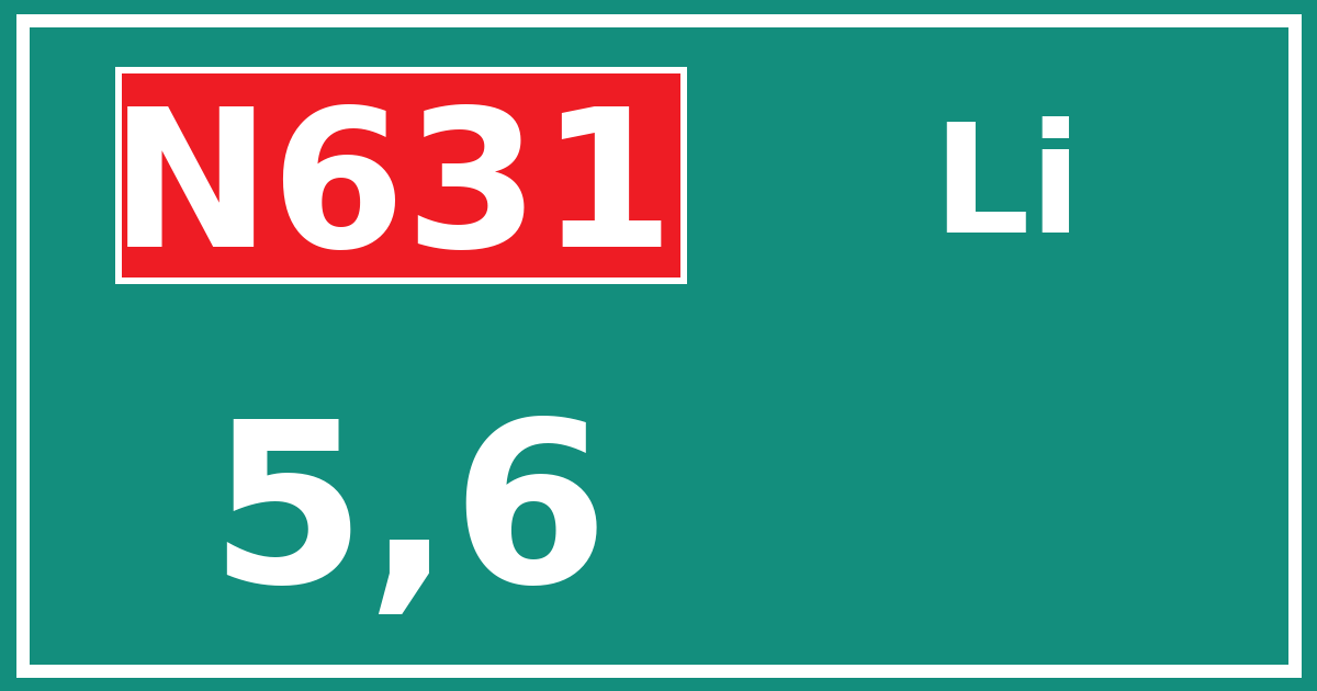Hectometerbord N631 5,6 zijde Li