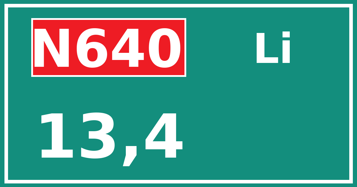 Hectometerbord N640 13,4 zijde Li
