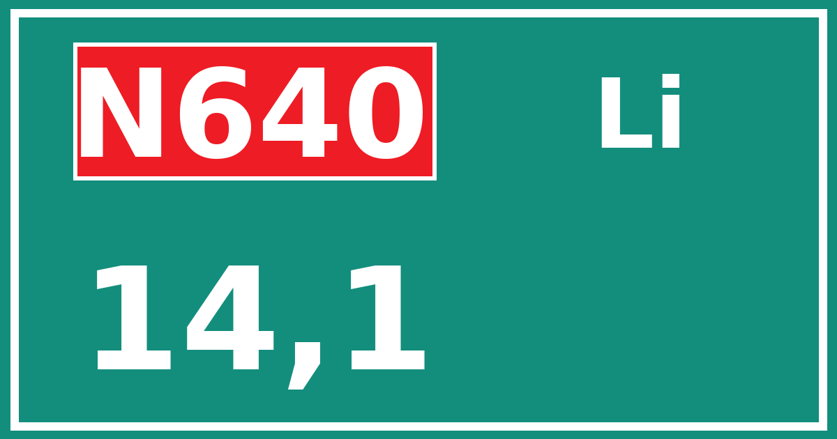 Hectometerbord N640 14,1 zijde Li