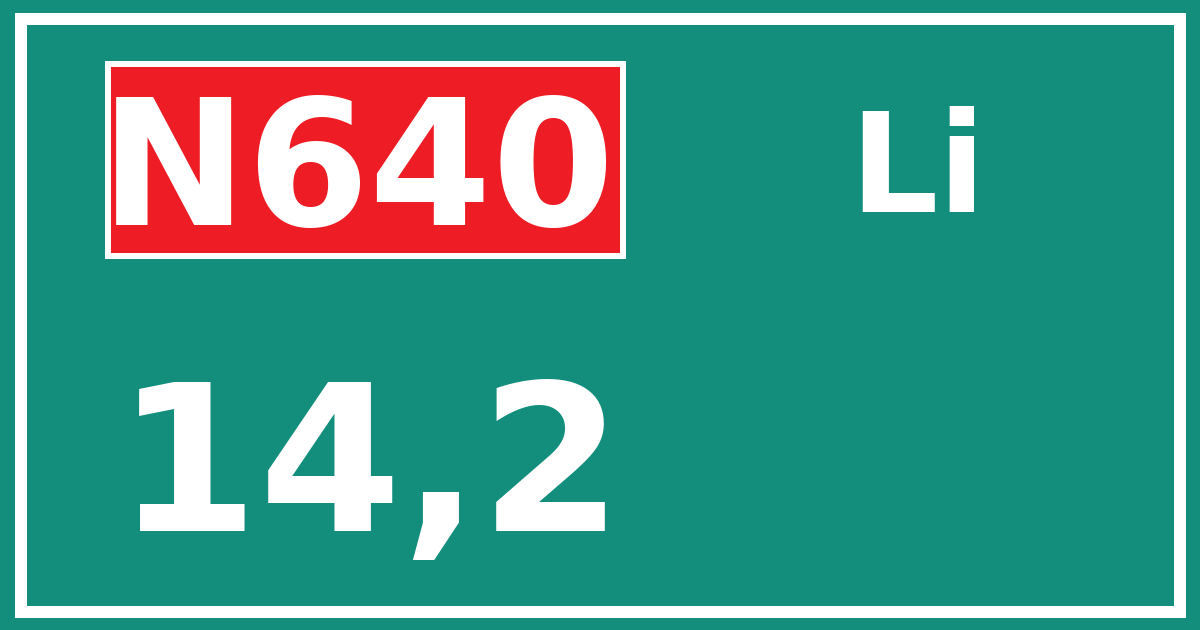 Hectometerbord N640 14,2 zijde Li