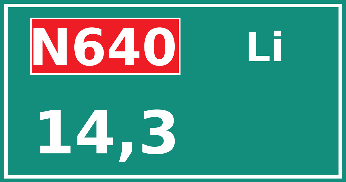 Hectometerbord N640 14,3 zijde Li