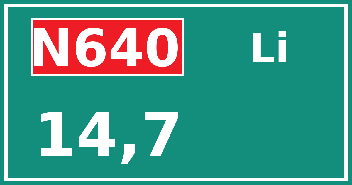 Hectometerbord N640 14,7 zijde Li