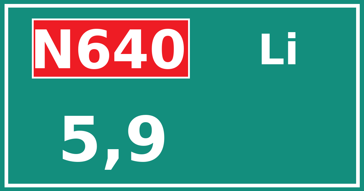 Hectometerbord N640 5,9 zijde Li