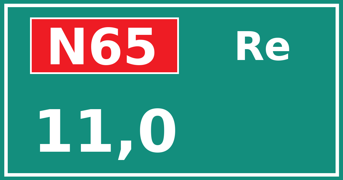 Hectometerbord N65 11,0 zijde Re
