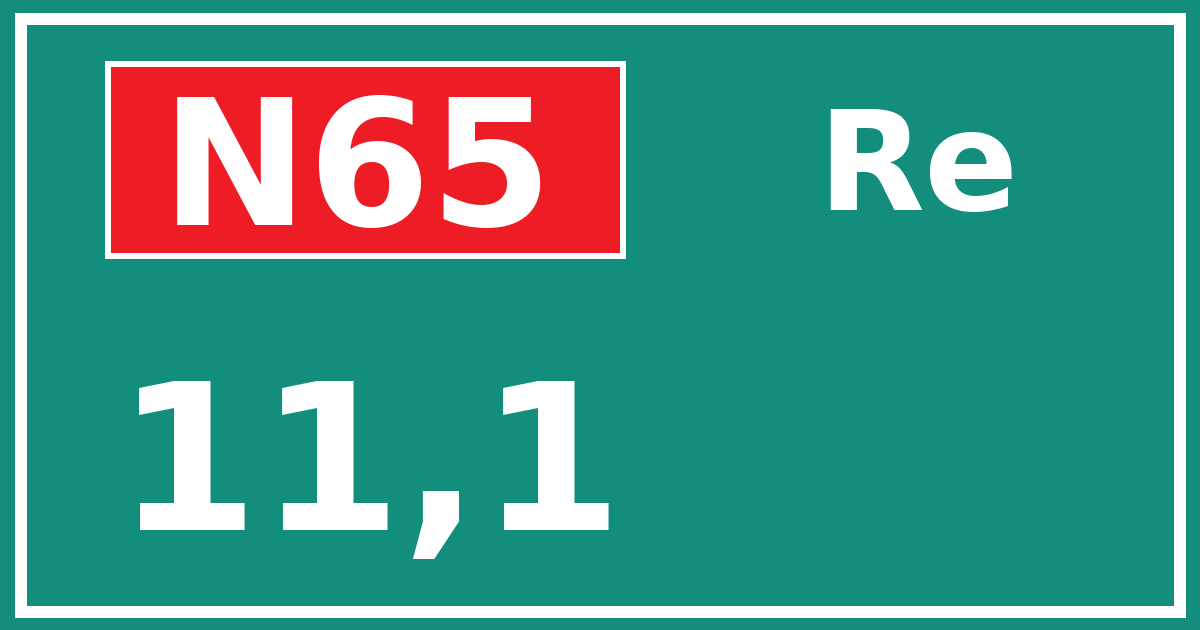 Hectometerbord N65 11,1 zijde Re