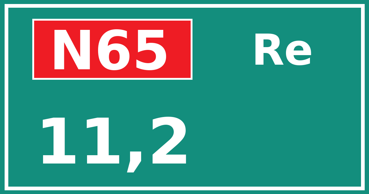 Hectometerbord N65 11,2 zijde Re