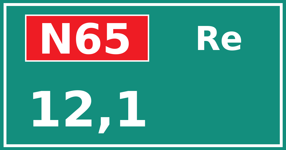 Hectometerbord N65 12,1 zijde Re