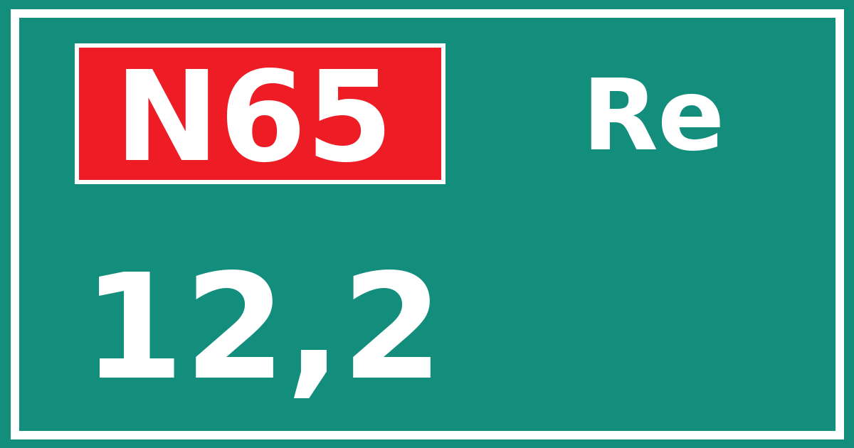 Hectometerbord N65 12,2 zijde Re