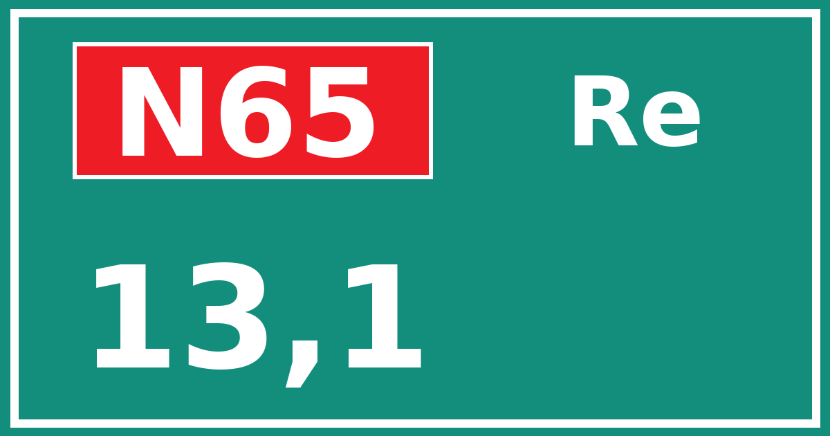 Hectometerbord N65 13,1 zijde Re