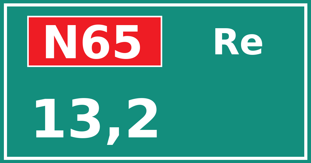 Hectometerbord N65 13,2 zijde Re