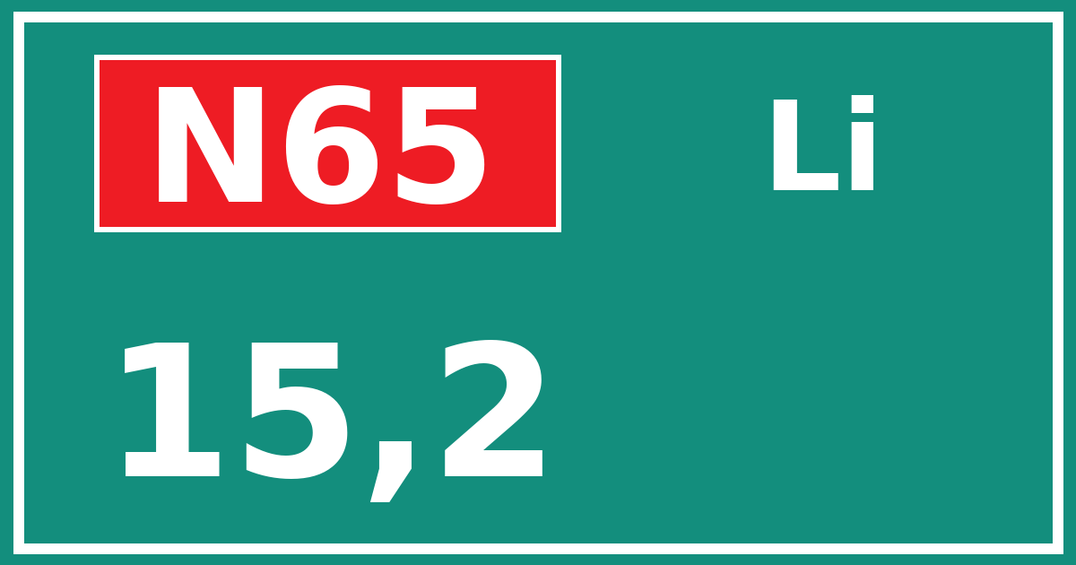 Hectometerbord N65 15,2 zijde Li