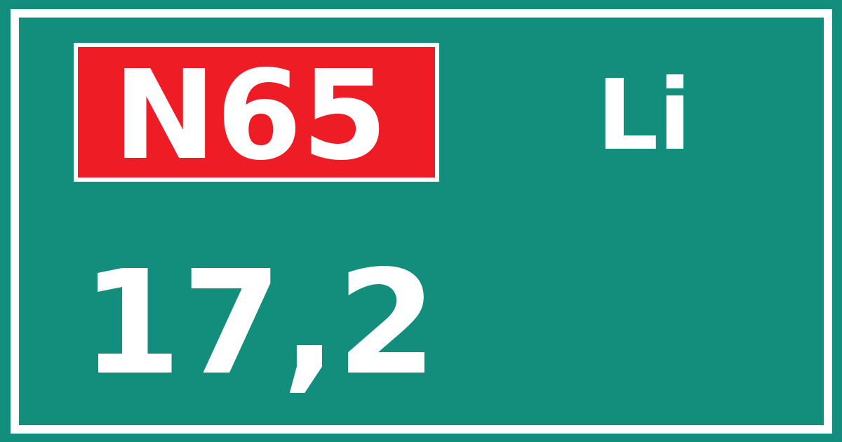 Hectometerbord N65 17,2 zijde Li