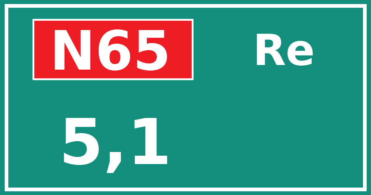 Hectometerbord N65 5,1 zijde Re