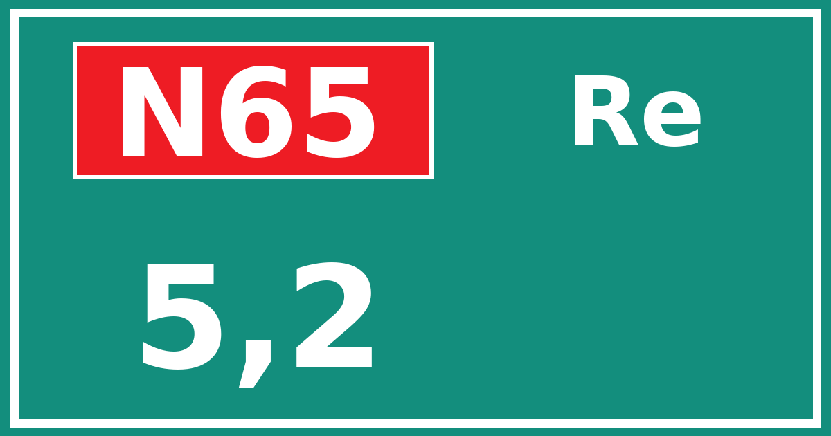 Hectometerbord N65 5,2 zijde Re