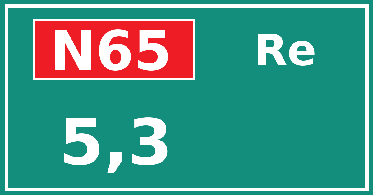 Hectometerbord N65 5,3 zijde Re